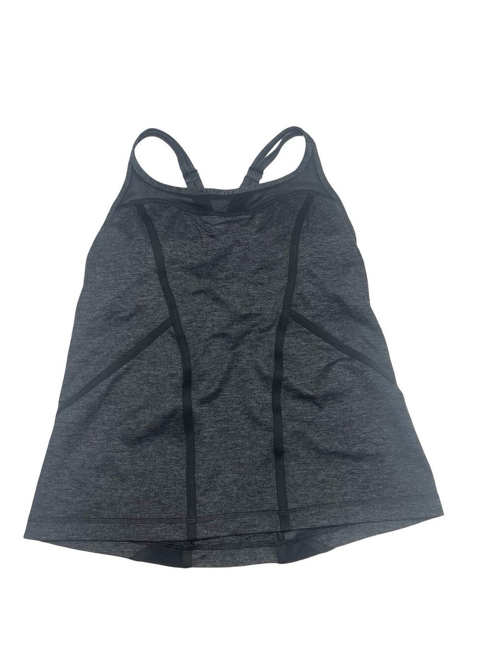 ZELLA Gray Black Slim Fit Zeltek Moisture Wicking Built In Bra Workout Top SZ M